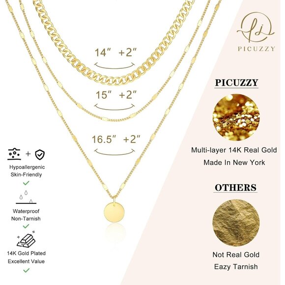 ⚡Silver Chain Necklace Layering Beach Cute Fashion Pendant Choker Gold Plated - Picture 3 of 8